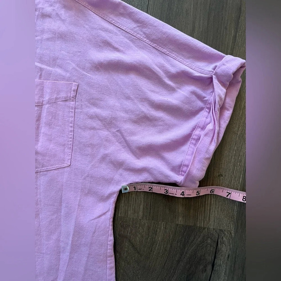 Trina Turk Cotton Button Front Shirt Women's Purple Roll Sleeve Top Size Large - Picture 10 of 10